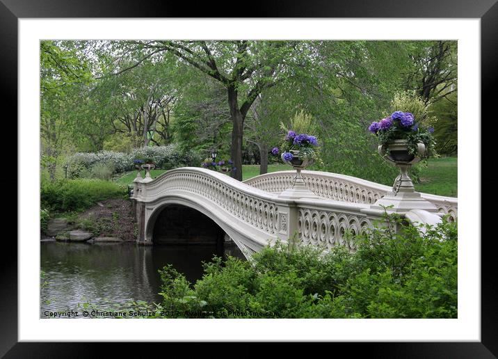 Bow Bridge - Central Park New York  Framed Mounted Print by Christiane Schulze