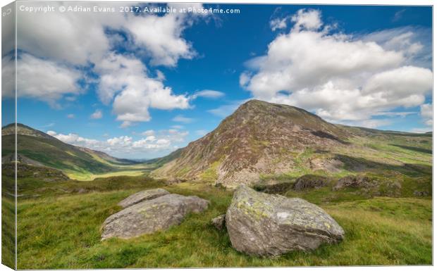 Nant Ffrancon Valley, Snowdonia Canvas Print by Adrian Evans