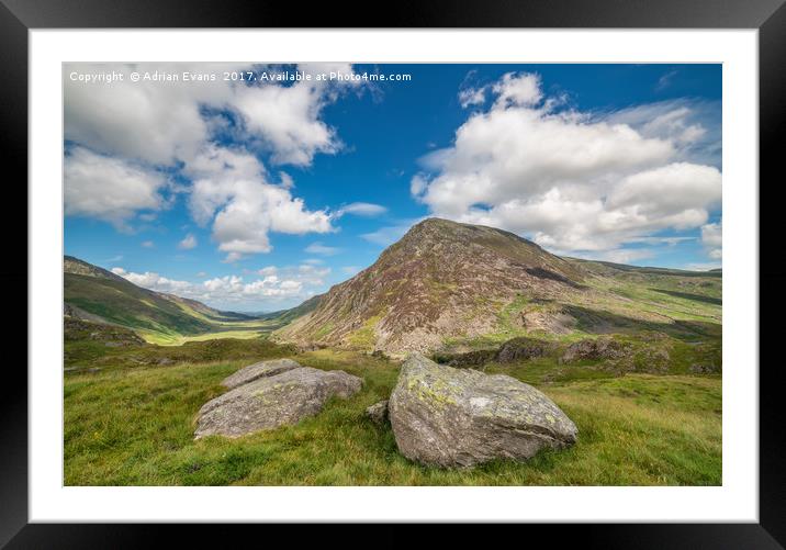 Nant Ffrancon Valley, Snowdonia Framed Mounted Print by Adrian Evans