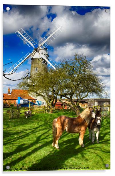 Great Bircham Windmill Acrylic by Alan Simpson