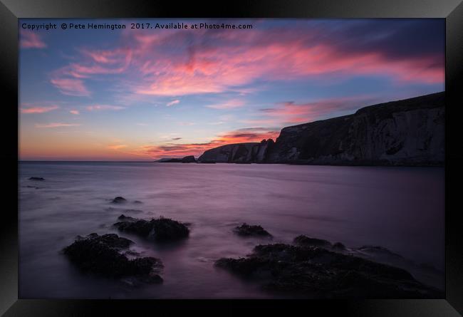 Sunset at Ayrmer Cove Framed Print by Pete Hemington