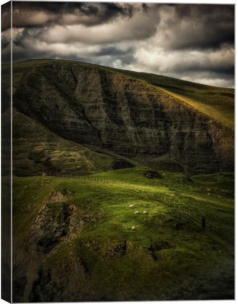 Mam Tor and Grazing Sheep Canvas Print by Nick Lukey