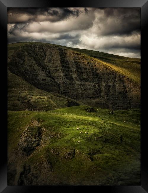 Mam Tor and Grazing Sheep Framed Print by Nick Lukey