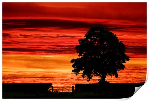 Spectacular sunset in the Derbyshire dales Print by Nick Lukey