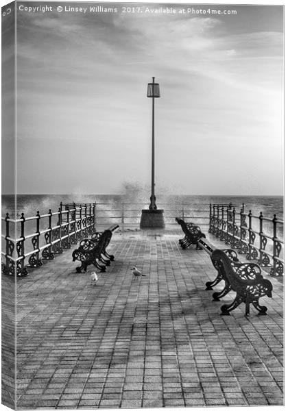Swanage Jetty in Mono Canvas Print by Linsey Williams
