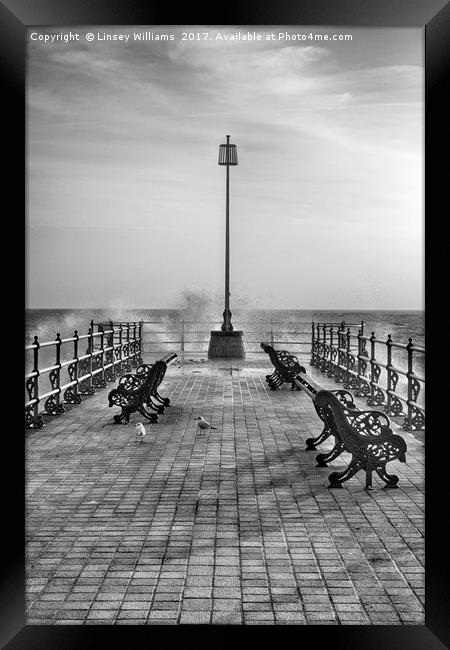 Swanage Jetty in Mono Framed Print by Linsey Williams