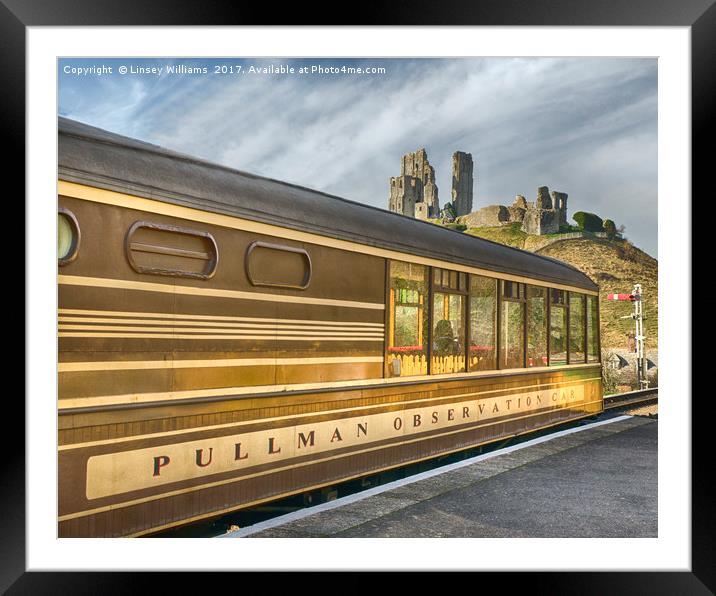 Pullman Car and Castle Framed Mounted Print by Linsey Williams