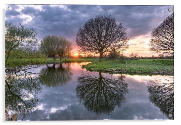 Sunset at Dedham Vale, Suffolk and Essex Border Acrylic by Nick Rowland
