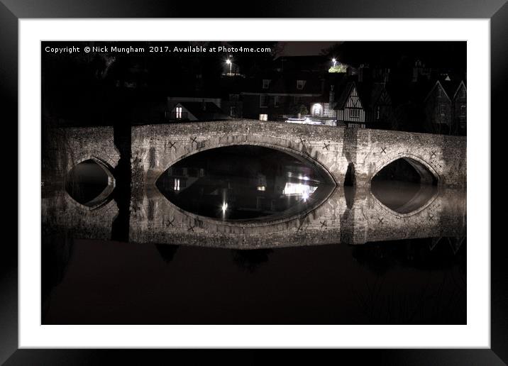 Aylesford bridge at night Framed Mounted Print by Nick Mungham