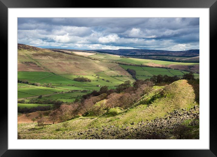 Spring landscape in the Vale of Edale Framed Mounted Print by Andrew Kearton