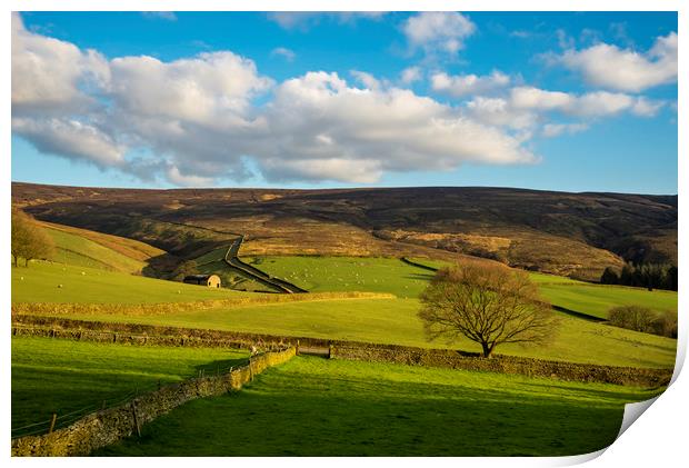 Spring evening at Moorfield, Glossop, Derbyshire Print by Andrew Kearton