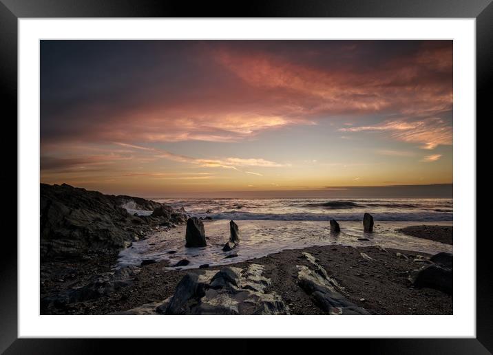 Croyde Bay sunset Framed Mounted Print by Dave Wilkinson North Devon Ph