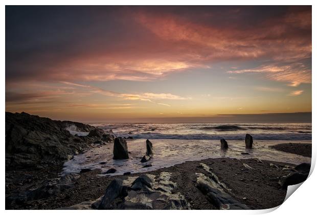 Croyde Bay sunset Print by Dave Wilkinson North Devon Ph