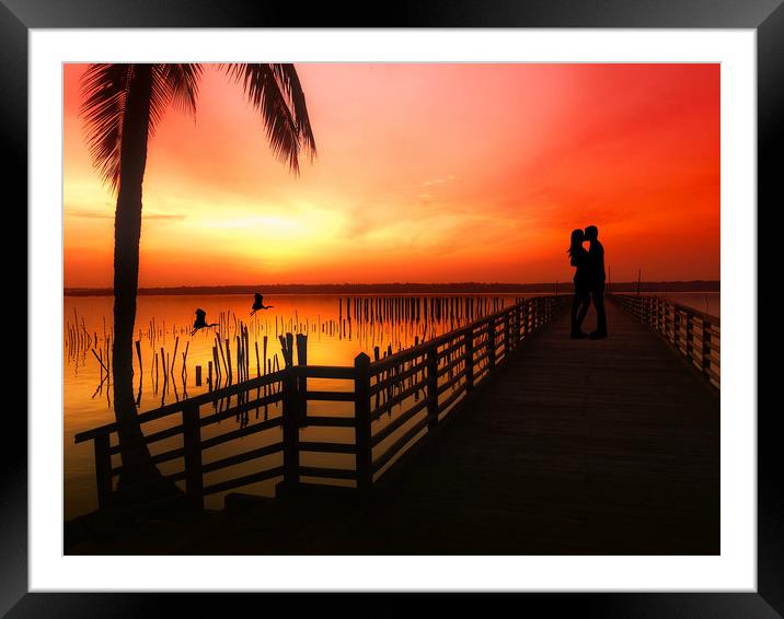 ROMANTIC SUNSET Framed Mounted Print by sue davies