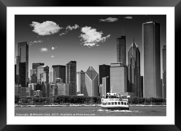 CHICAGO Skyline | Monochrome Framed Mounted Print by Melanie Viola