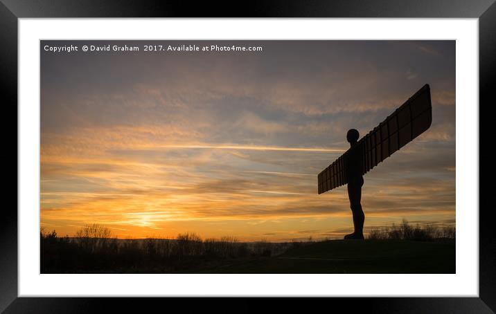 The Angel of the North, Gateshead - sunset Framed Mounted Print by David Graham