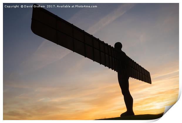 The Angel of the North, Gateshead - sunset Print by David Graham