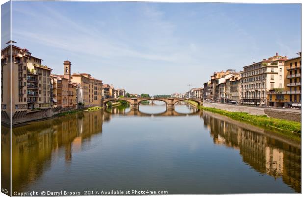 Bridge Over Arno River in Florence Italy Canvas Print by Darryl Brooks