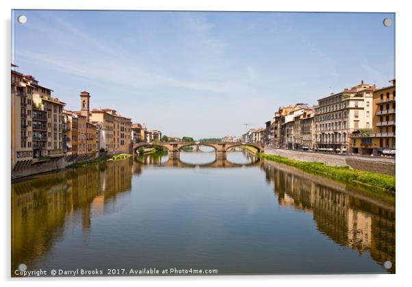 Bridge Over Arno River in Florence Italy Acrylic by Darryl Brooks