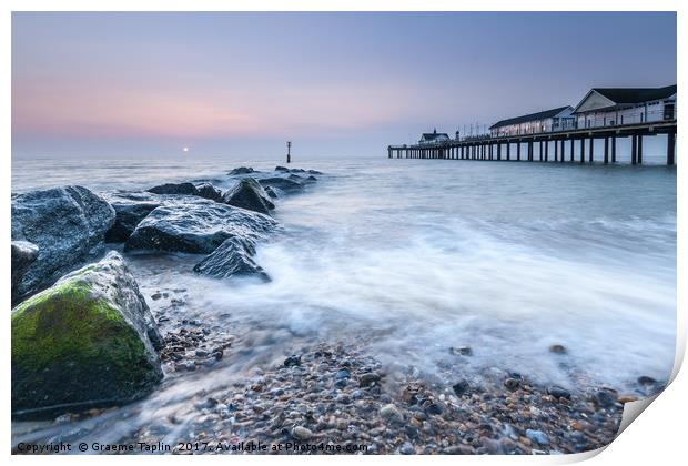 Southwold Pier, Suffolk at sunrise Print by Graeme Taplin Landscape Photography