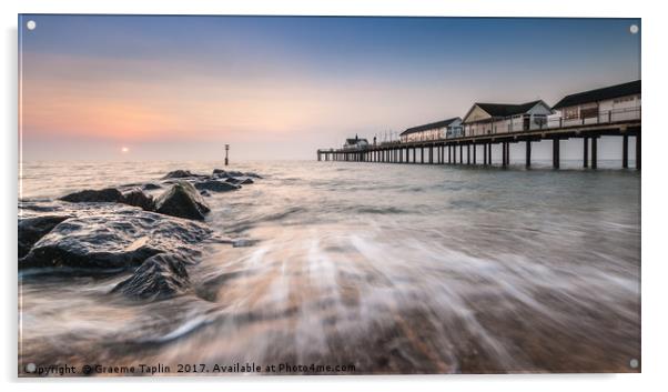 Sunrise Southwold Pier, Suffolk Acrylic by Graeme Taplin Landscape Photography