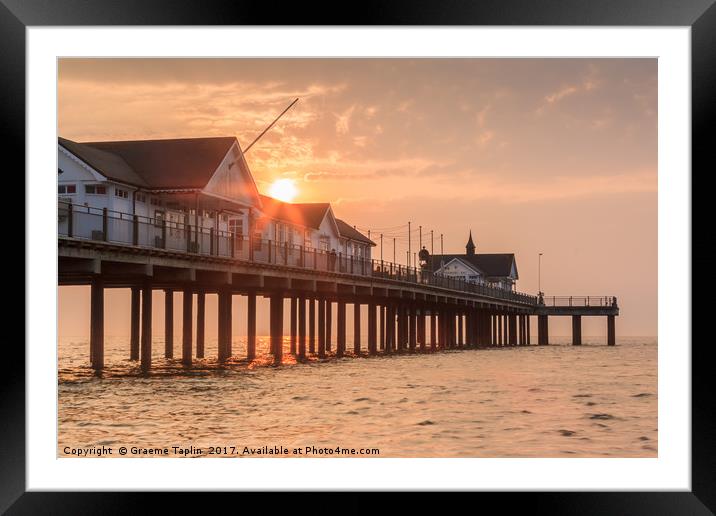 Sun rising over the Pier at Southwold, Suffolk Framed Mounted Print by Graeme Taplin Landscape Photography