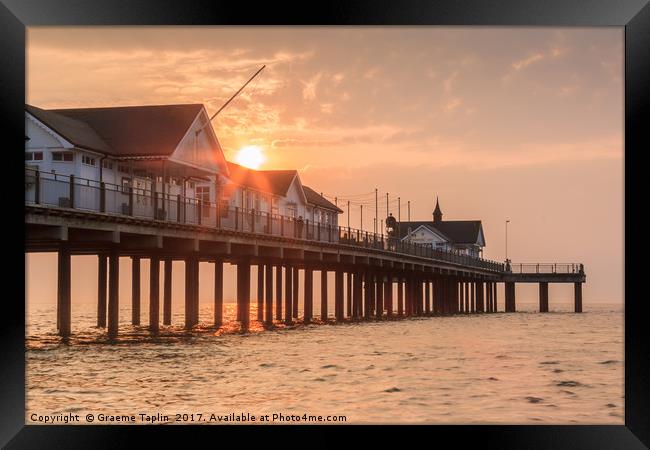 Sun rising over the Pier at Southwold, Suffolk Framed Print by Graeme Taplin Landscape Photography