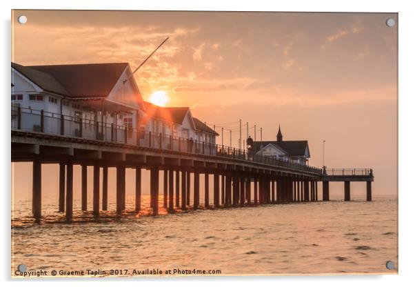 Sun rising over the Pier at Southwold, Suffolk Acrylic by Graeme Taplin Landscape Photography
