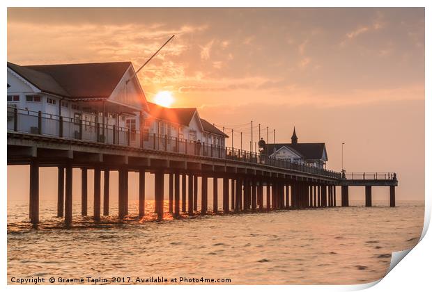 Sun rising over the Pier at Southwold, Suffolk Print by Graeme Taplin Landscape Photography