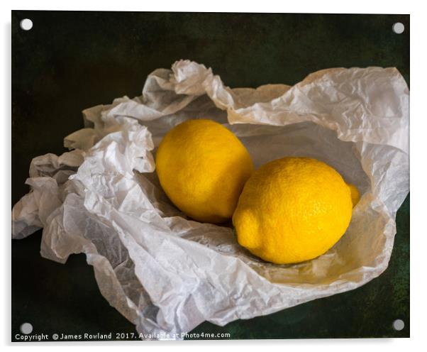 Lemons on Tissue paper Acrylic by James Rowland