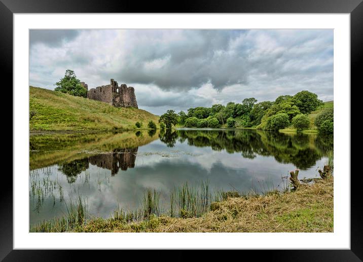 Morton Castle Reflection Framed Mounted Print by Valerie Paterson