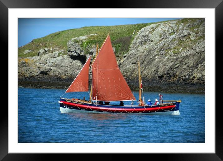 Cemaes Life Boat Framed Mounted Print by Derek Hickey