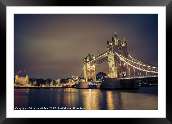 Tower Bridge at night. Framed Mounted Print by Louise Wilden