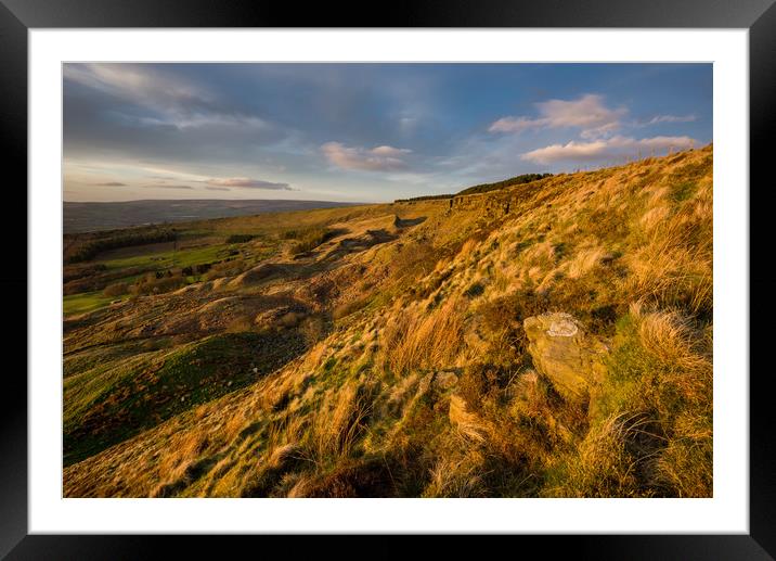Evening light on Coombes edge Framed Mounted Print by Andrew Kearton