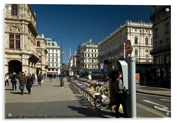 Bike Hire, Vienna Acrylic by Robert Murray