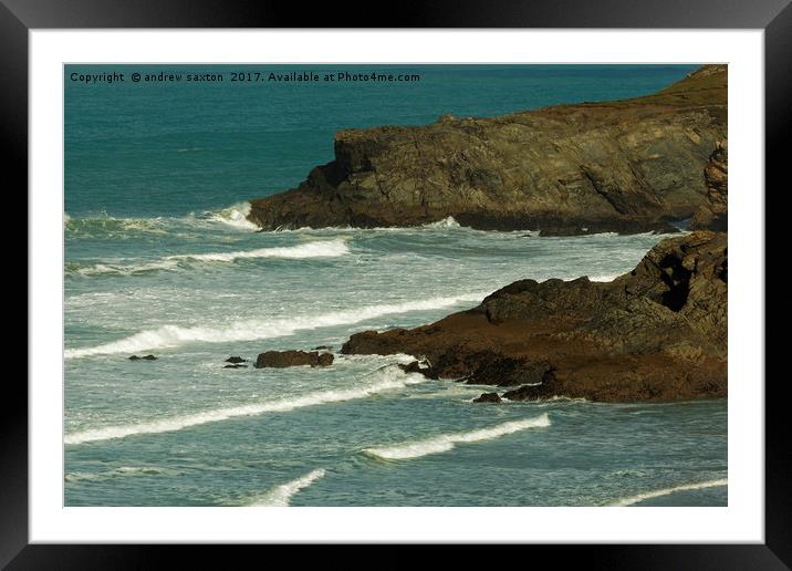 CLIFFS OF NEWQUAY Framed Mounted Print by andrew saxton
