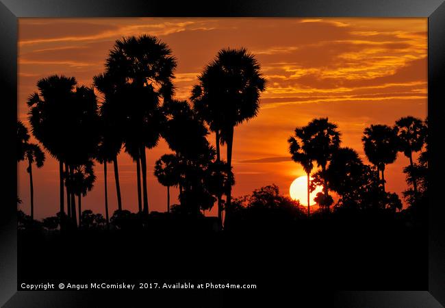 Cambodian sunset Framed Print by Angus McComiskey