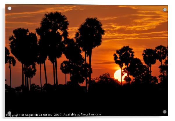 Cambodian sunset Acrylic by Angus McComiskey