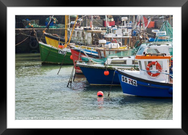 Mevagissey Fishing Boats, Cornwall Framed Mounted Print by Carolyn Eaton