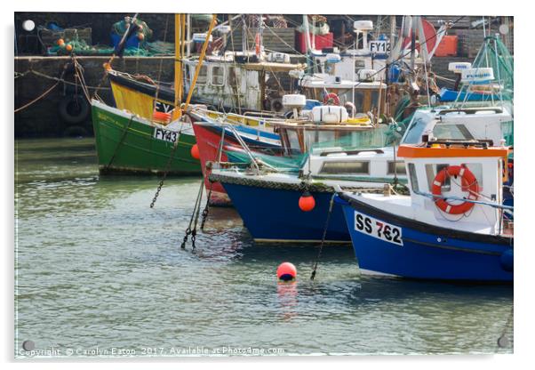 Mevagissey Fishing Boats, Cornwall Acrylic by Carolyn Eaton
