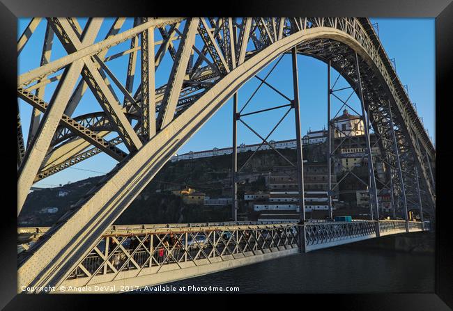 Porto Bridge View Framed Print by Angelo DeVal