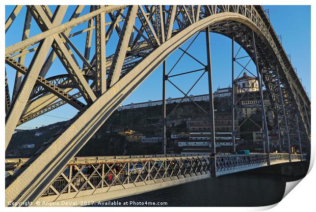 Porto Bridge View Print by Angelo DeVal