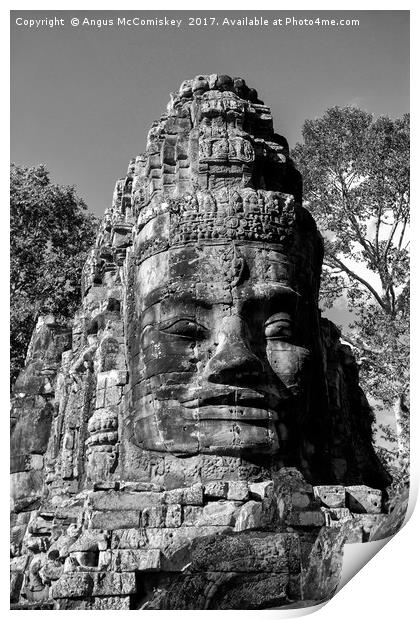 Victory Gate Angkor Thom complex Cambodia mono Print by Angus McComiskey