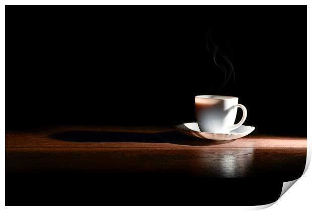 White cup of hot coffee Print by Dobrydnev Sergei