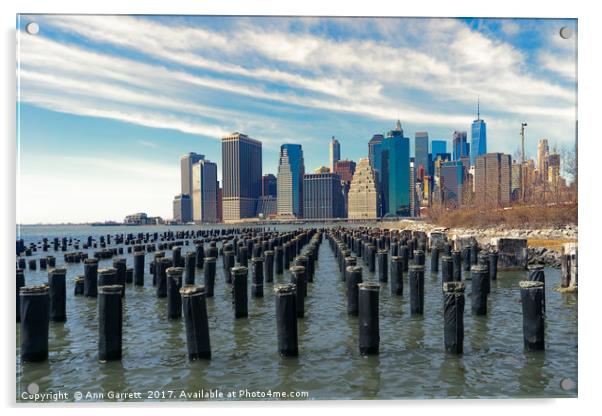 Lower Manhattan from Brooklyn Bridge Park Acrylic by Ann Garrett