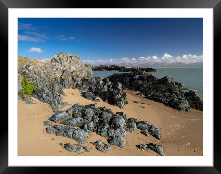 Pillow Lava Rocks on Newborough Sands, Anglesey. Framed Mounted Print by Colin Allen