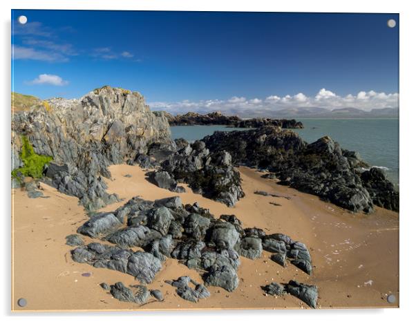 Pillow Lava Rocks on Newborough Sands, Anglesey. Acrylic by Colin Allen