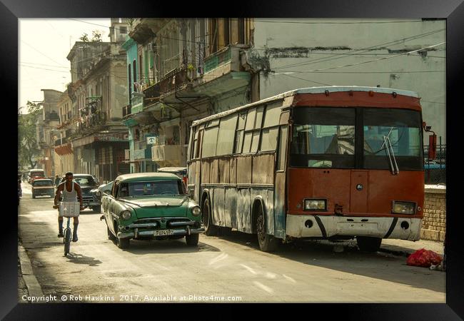 Havana Bus  Framed Print by Rob Hawkins