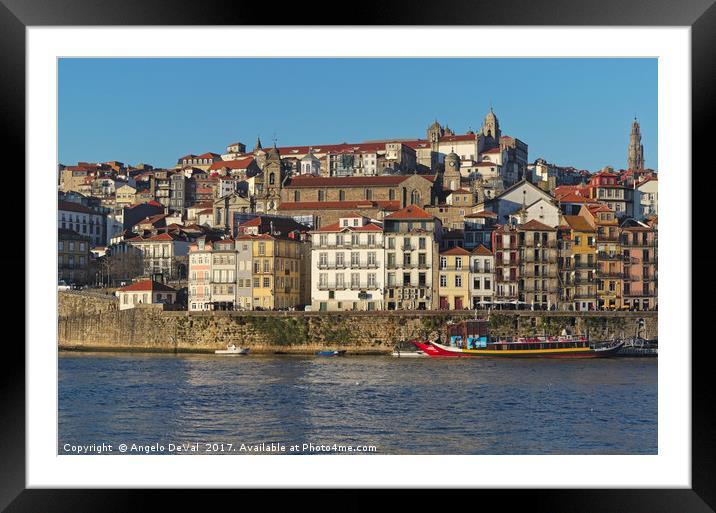 View of Porto and Douro river Framed Mounted Print by Angelo DeVal