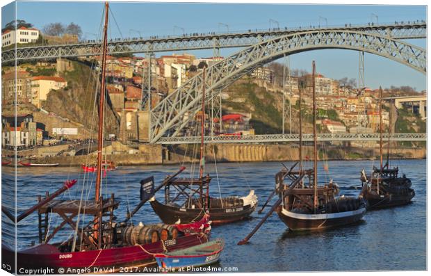 Douro Riverside in Porto Canvas Print by Angelo DeVal